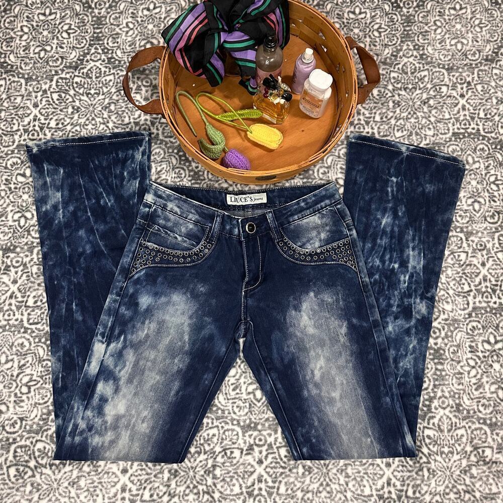 Vintage Y2k Luice's Acid Wash Embellished Jeans Size 1 - Picture 2 of 8